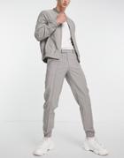 Asos Design Skinny Smart Sweat-style Pants In Slate Gray Pinstripe - Part Of A Set-grey