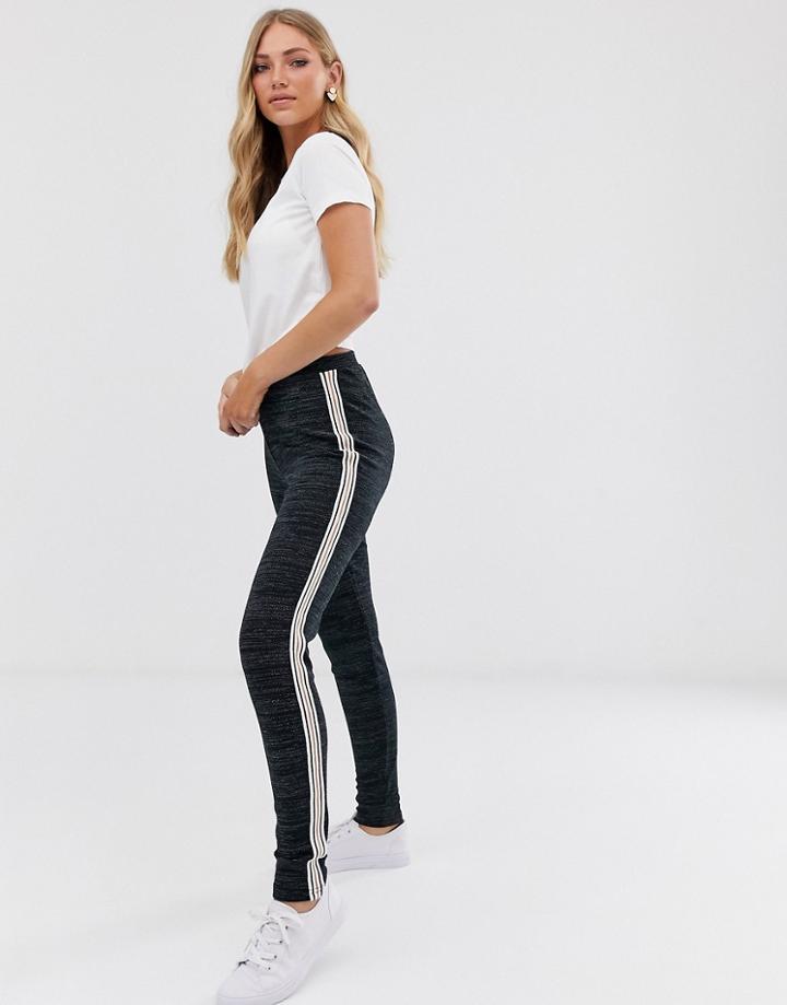 Vila Skinny Sport Stripe Pants-black