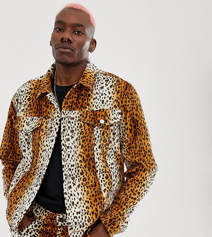 Reclaimed Vintage Inspired Leopard Printed Jacket - Brown