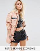 Noisy May Petite Embroidered Jacket With Sequin Detail Pocket - Orange