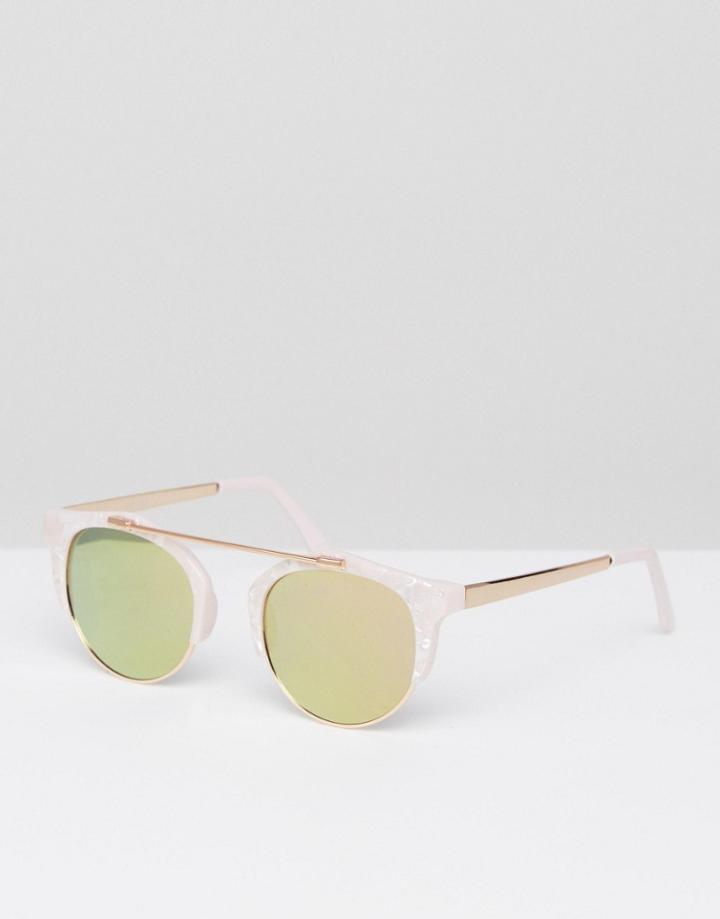Asos Rose Gold High Bar Retro Sunglasses - Gold
