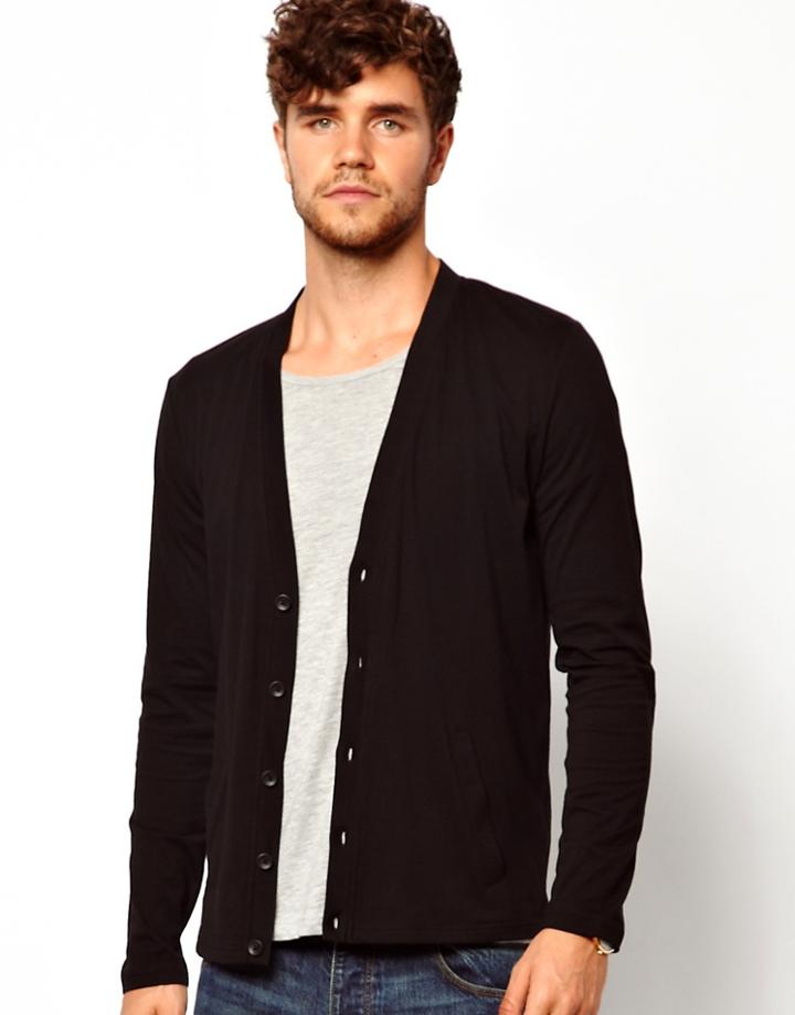Asos Cardigan In Lightweight Fabric - Black