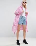 Asos Rain Parka With Side Eyelet Detail - Pink