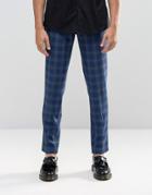 Asos Skinny 5 Pocket Pants In Blue Check - Blue