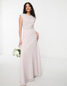 Asos Design Bridesmaid Maxi Dress With Short Sleeve In Pearl And Beaded Embellishment-purple