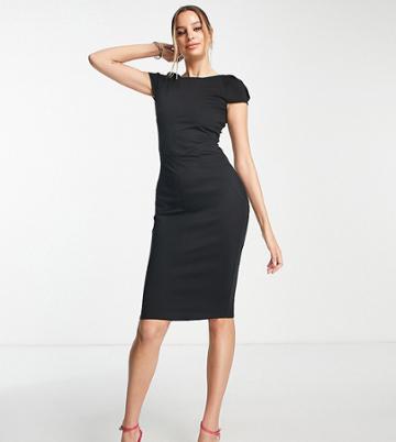 Closet London Tall Puff Shoulder Pencil Dress With Bodice Detail In Black