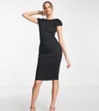 Closet London Tall Puff Shoulder Pencil Dress With Bodice Detail In Black