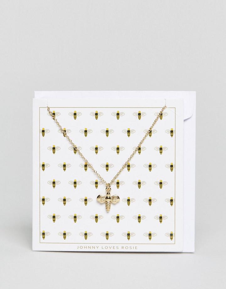 Johnny Loves Rosie Bee Giftcard Necklace - Gold