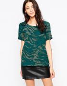 Ichi Wave Print Top - Balsam Green