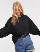 Asos Design Boxy Sweatshirt With Wide Sleeve In Black