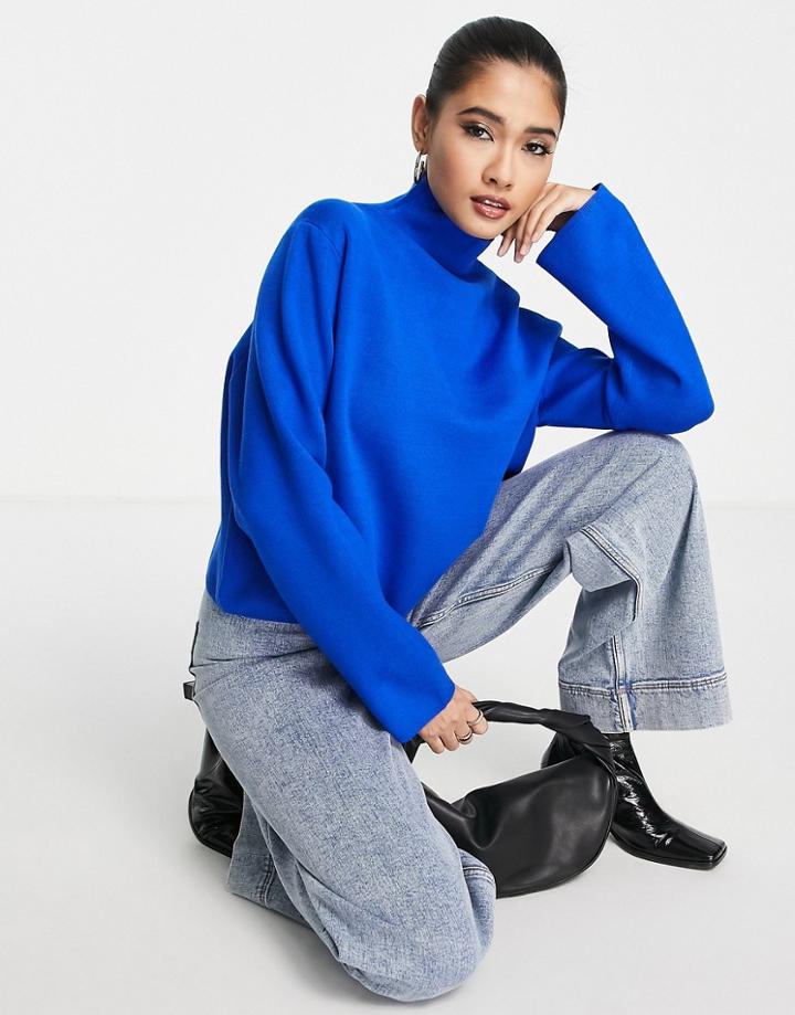 & Other Stories High Neck Sweater In Bright Blue
