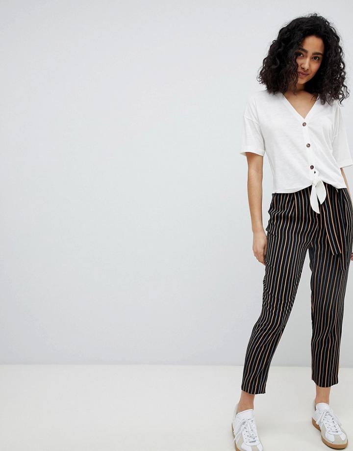 New Look Stripe Tapered Pants - Black