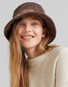 Bershka Quilted Bucket Hat In Brown