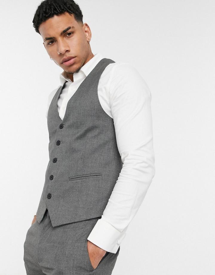 New Look Skinny Vest In Dark Gray-grey