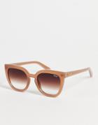 Quay Noosa Womens Cat Eye Sunglasses In Caramel With Gradient Lens-brown