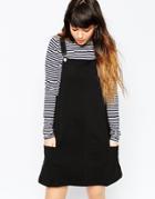 Asos Casual Pinafore Dress In Ponte - Black