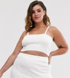 In The Style Plus Knitted Ribbed Crop Top In White - White