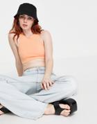 Weekday Duper Organic Cotton Cropped Racer Tank In Orange