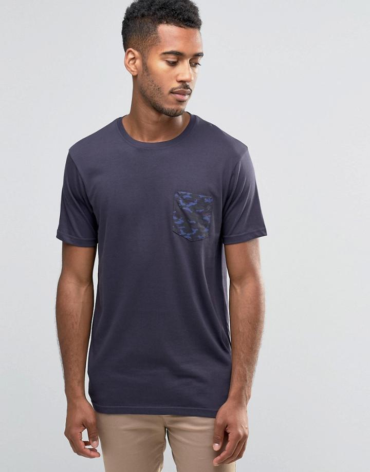 Brave Soul Camo Pocket T-shirt - Navy