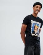 Asos Notorious Big Longline T-shirt With Glitter Print - Black