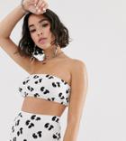 Crooked Tongues Bandeau Top In Monogram Print - Black