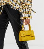 Asos Design Micro Grab Bag With Curved Flap And Detachable Strap - Yellow