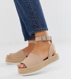 Asos Design Wide Fit Jacoba Suede Flatform Espadrilles - Beige