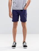 Asos Denim Shorts In Stretch Slim Navy - Blue
