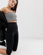 Asos Design Pull On Capri Jegging In Black With Wide Waistband Detail - Black
