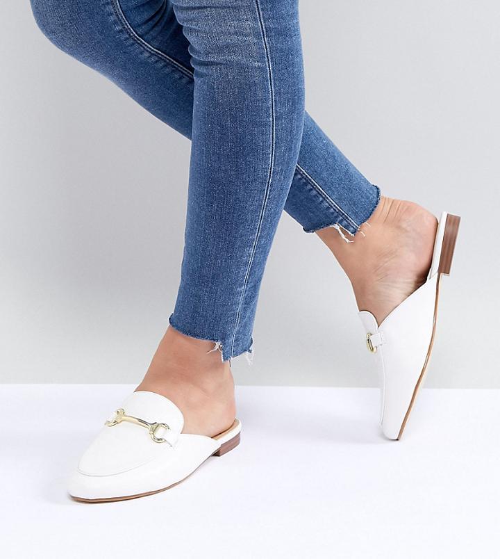 Raid Wide Fit Nancy Flat Mules - White