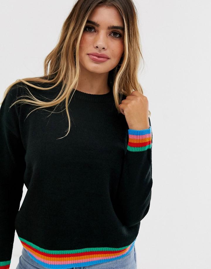 Brave Soul Crazy Stripe Hem Sweater