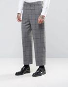 Asos Wide Leg Suit Pants In Window Pane Check - Gray