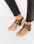 Asos Fabienne Studded Flat Sandals - Black