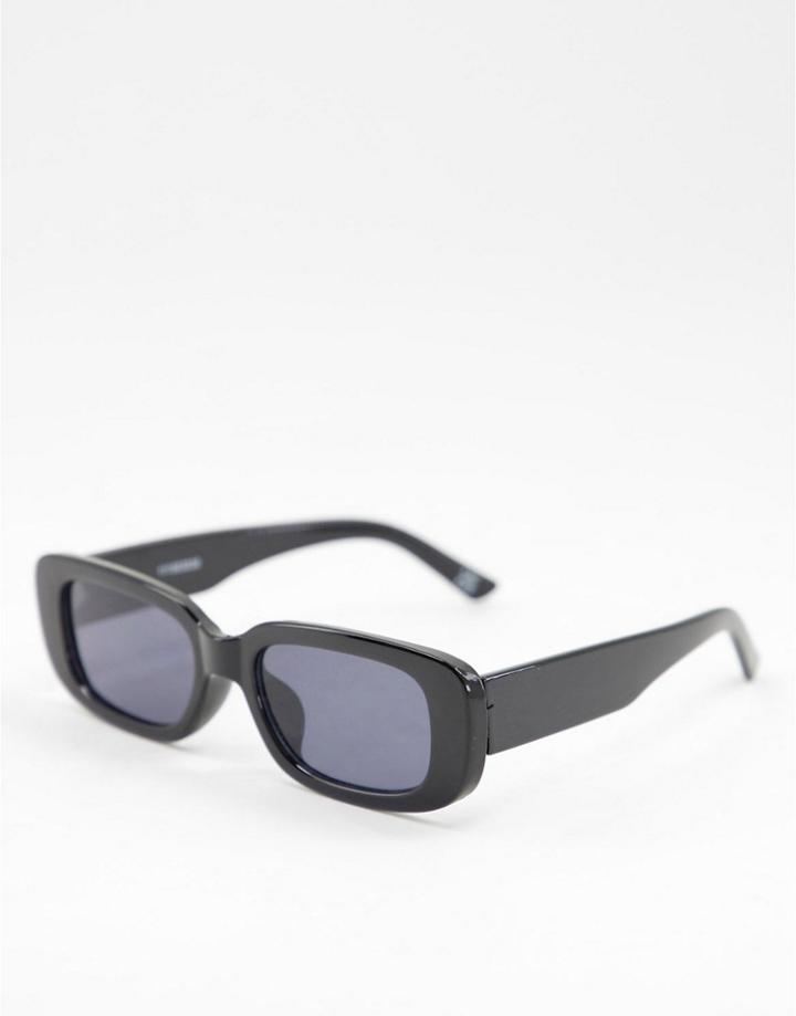 Asos Design Mid Square Sunglasses In Black