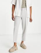 Asos Design Smart Oversized Tapered Pants In Light Gray