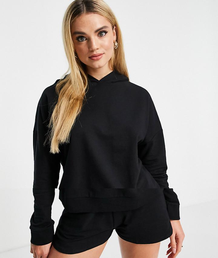 Asos Design Summerweight Tracksuit Hoodie / Sweat Runner Short In Cotton In Black - Black