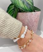 Asos Design Pack Of 2 Bracelets In Pearl And Curb Chain In Gold Tone