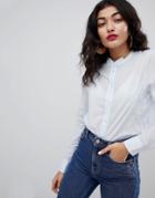 Vero Moda Grandad Collar Shirt - Blue