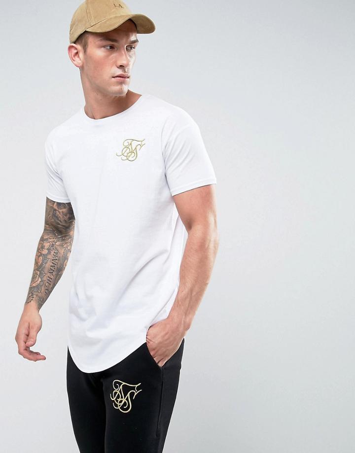 Siksilk T-shirt In White With Gold Logo - White