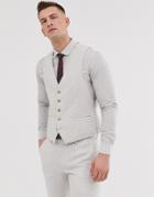 Moss London Slim Suit Vest In Beige Linen With Stretch