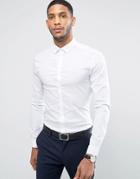 Asos Super Skinny Shirt In White With Button Down Collar - White