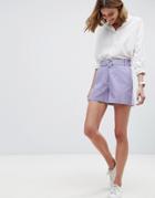 Asos Tailored D-ring Linen Shorts - Purple