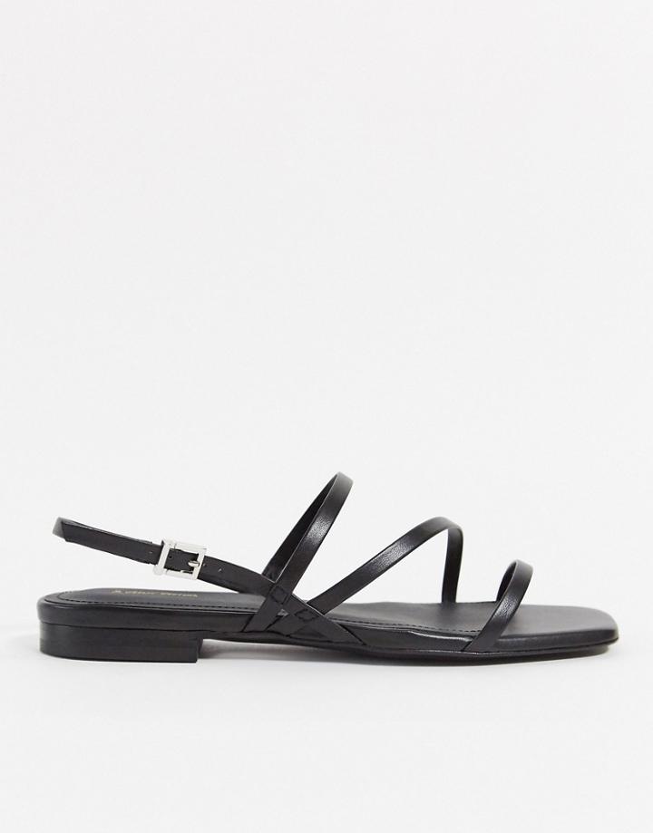 & Other Stories Leather Fine Strap Flat Sandals In Black