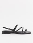 & Other Stories Leather Fine Strap Flat Sandals In Black