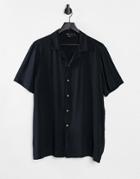 Asos Design Regular Fit Viscose Shirt With Revere Collar In Black