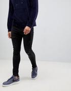 Bershka Super Skinny Jeans With Knee Rips In Black - Black