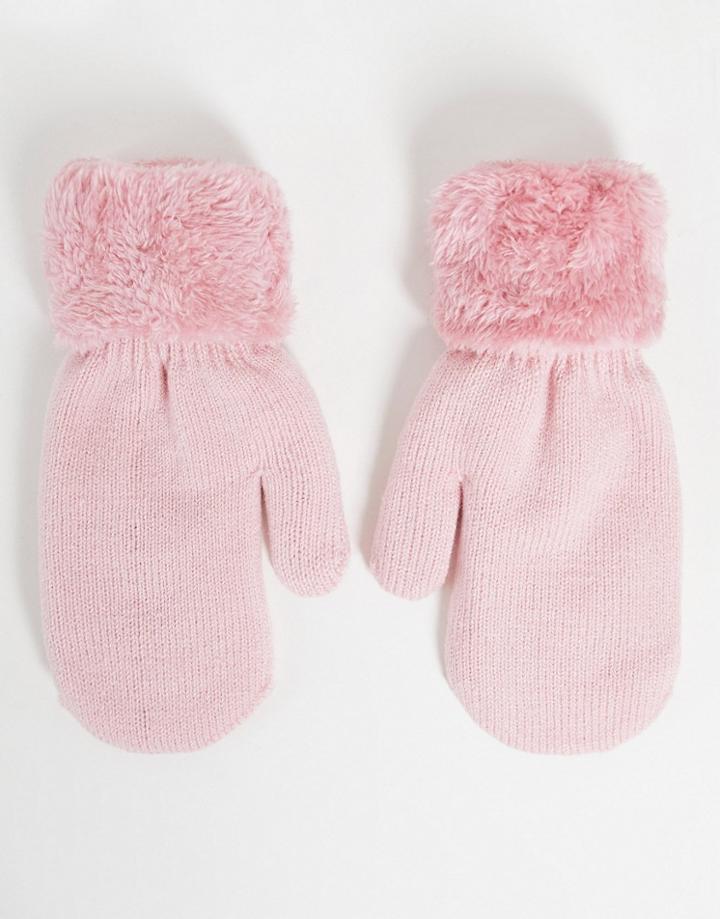 Svnx Knitted Mittens In Rose-pink