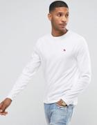 Abercrombie & Fitch Long Sleeve Top Muscle Slim Fit Moose Embroid In White - White