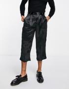 Asos Design Wide Cullotte Smart Pants In High Shine Black