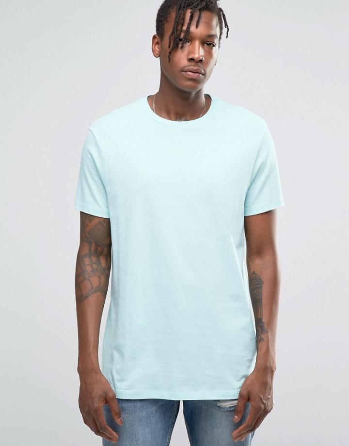 Asos Longline T-shirt In Blue - Frostbite
